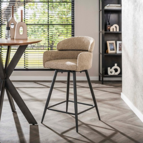 Draaibare bouclé barkruk Bruni beige - sfeerfoto