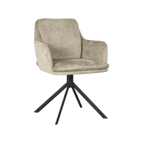 Draaibare eetkamerstoel Job beige met armleuning
