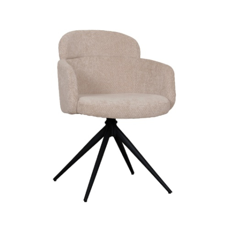 Draaibare eetkamerstoel Loes beige met armleuning