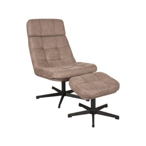 Draaifauteuil met hocker Adam taupe micro-suède