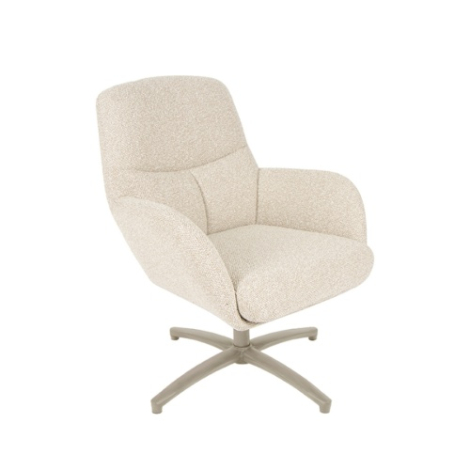 Draaifauteuil Carlijn crème bouclé met taupe voet
