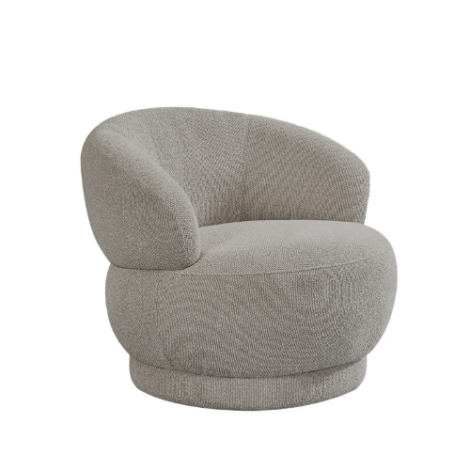Ronde draaifauteuil Dave grijs bouclé, 80 cm