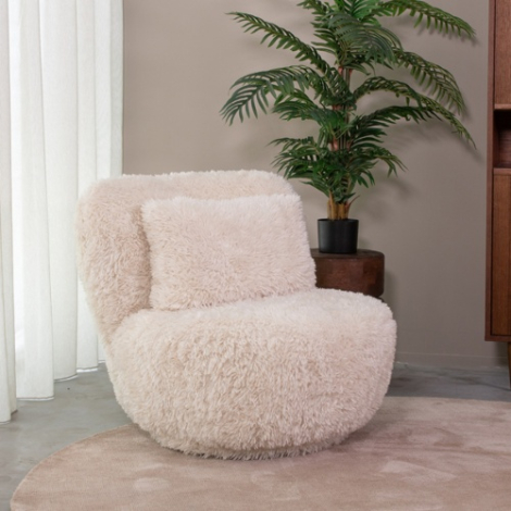 Ronde draaifauteuil Egbert crème teddy