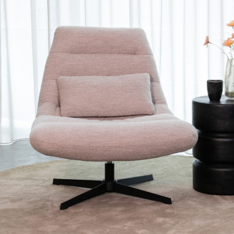 Loungefauteuil Nel naturel bouclé, draaibaar met kussen