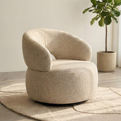 Ronde draaifauteuil Norah crème bouclé