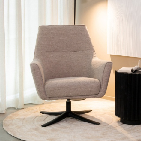 Draaifauteuil Tom naturel bouclé met armleuningen