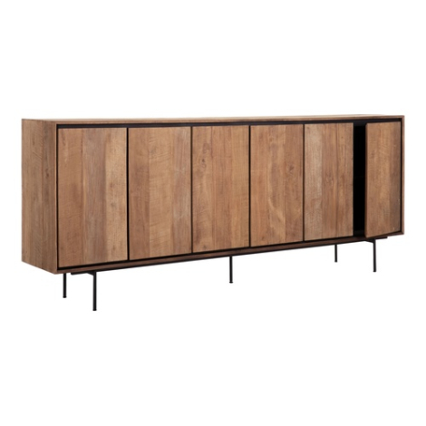 Dressoir 6 deurs Metropole teakhout 220 cm - vooraanzicht