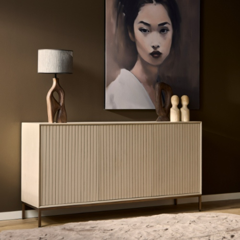 Dressoir Madison zand mangohout 165 cm sfeerbeeld in woonkamer