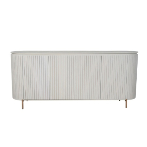 Dressoir Solana zand mangohout 210 cm met ribbelfront en messing poten