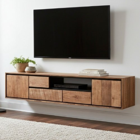 Tv meubel hangend teak 195 cm.