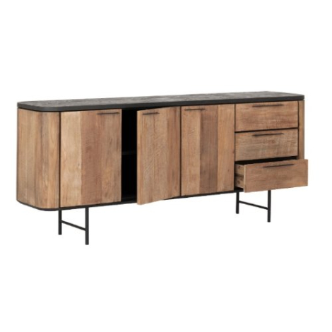 Dressoir van teakhout 200 cm.