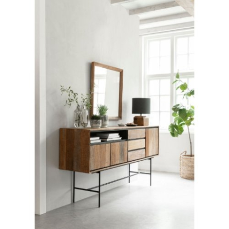 DTP Home Spiegel vierkant Metropole teakhout 80 cm in vooraanzicht