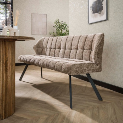 Eetkamerbank Arno champagne chenille 180 cm - sfeerfoto