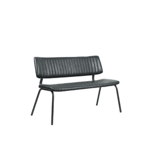 Eetkamerbank met rugleuning Gijs 120 cm zwart kunstleer