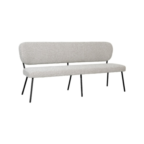 Eetkamerbank met rugleuning Sem 190 cm crème bouclé, zwarte poten Eetkamerbank met rugleuning Sem 190 cm crème bouclé, zwarte poten