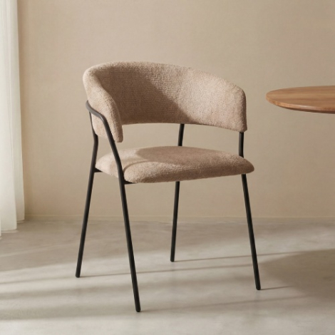Eetkamerstoel Laura beige met ronde rug, per 4