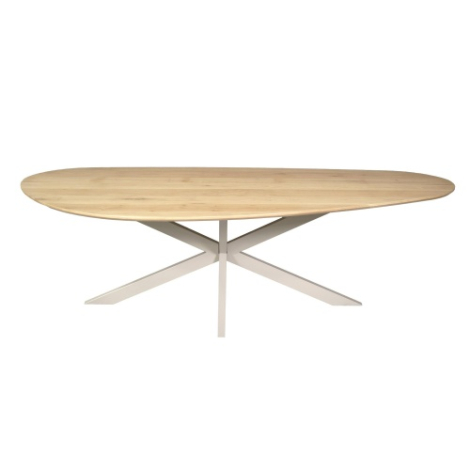 Eettafel Cloud eiken naturel met zandkleurige poot 210 cm driekwart aanzicht