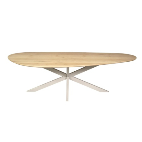 Eettafel Cloud eiken naturel met zandkleurige poot 240 cm driekwart aanzicht