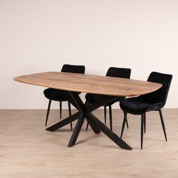 Eettafel Deens ovaal mangohout. 