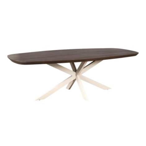 Eettafel Madison Deens ovaal bruin mangohout 200 cm met zandkleurige kruispoot