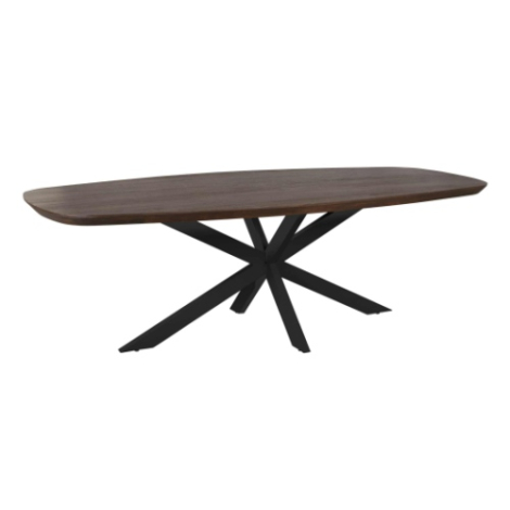 Eettafel Madison Deens ovaal bruin mangohout 280 cm met zwarte kruispoot
