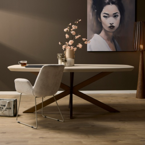 Deens ovale eettafel Madison zand 200 cm sfeerbeeld in eetkamer