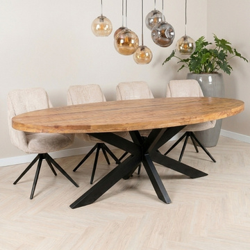 Eettafel ovaal mangohout 240 cm