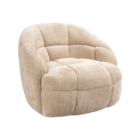 Ronde fauteuil Bente beige met verticale banen