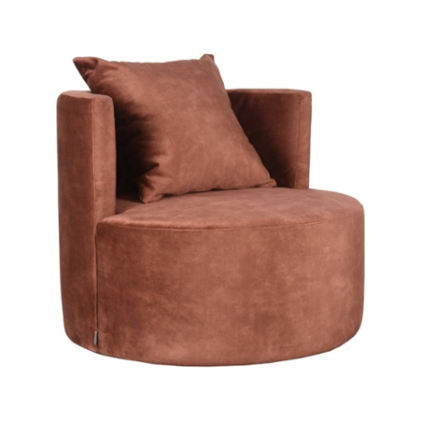 Grote ronde fauteuil Emma roest velvet, 90 cm
