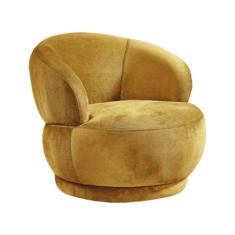 Ronde fauteuil Lukas okergeel velvet, 80 cm