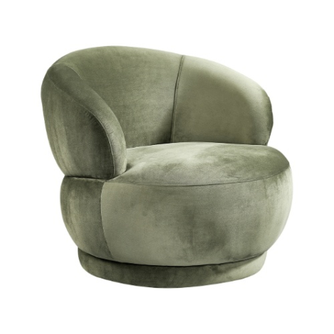 Ronde fauteuil Lukas olijfgroen velvet Ronde fauteuil Lukas olijfgroen velvet