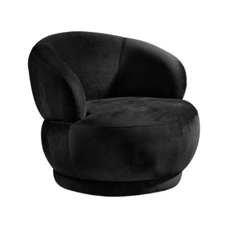 Ronde fauteuil Lukas zwart velvet