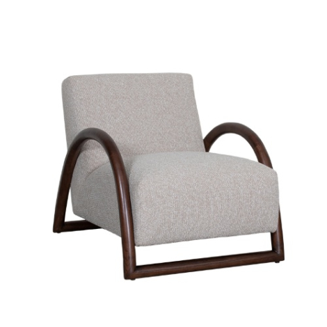 Fauteuil Vivian crème bouclé met walnoot frame