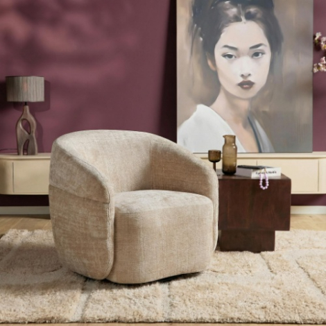 Fauteuil Yara beige sfeerbeeld in de woonkamer