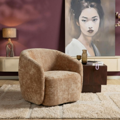 Fauteuil Yara cinnamon sfeerbeeld in de woonkamer