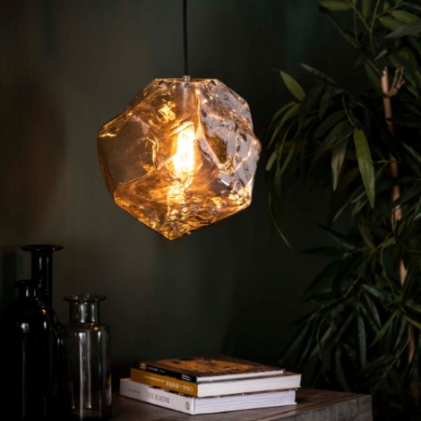 Glazen hanglamp chroom 1 lamp Hanna 28 cm - sfeerfoto