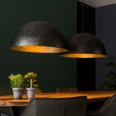 Grote hanglamp met 2 kappen van 60 cm Carmo antraciet - sfeerfoto