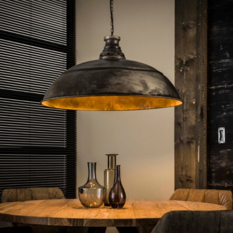 Grote hanglamp 80 cm Valdo oud zilver aan ketting - sfeerfoto