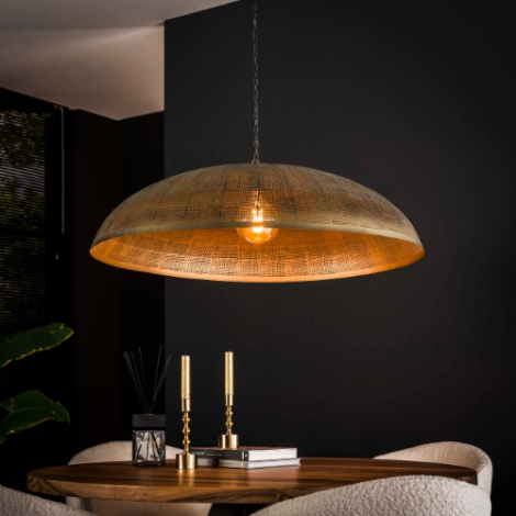 Grote hanglamp met gaatjes antiek brons 90 cm Kalo - sfeerfoto