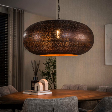 Grote hanglamp koper 90 cm Jorn met ketting - sfeerfoto