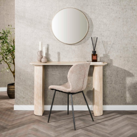 Haltafel travertinlook 120 cm Axel met golvend frame - sfeerfoto