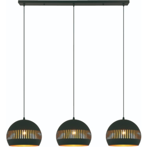 hanglamp 3 lichts zwart 140 cm metaal
