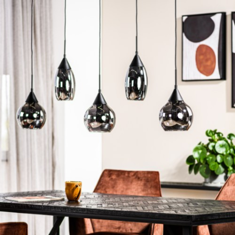 hanglamp 5 rookglazen kappen