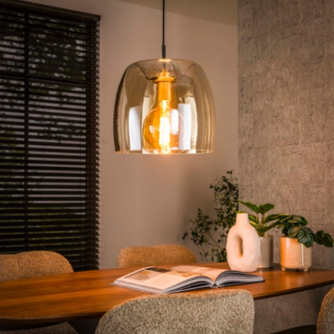 Hanglamp amber glas Mara 35 cm met 1 lamp - sfeerfoto