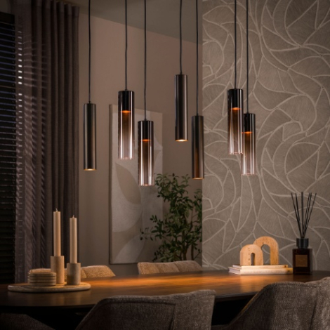 Hanglamp bruin Teodor 84 cm met 7 lampen - sfeerfoto