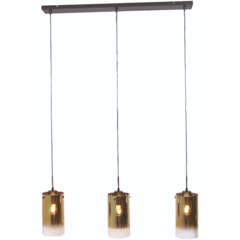 hanglamp drie goudkleurige glazen kappen