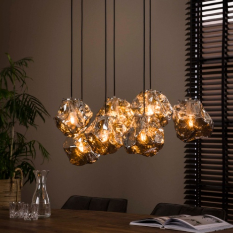 Hanglamp glas chroom met 7 lampen Hanna - sfeerfoto