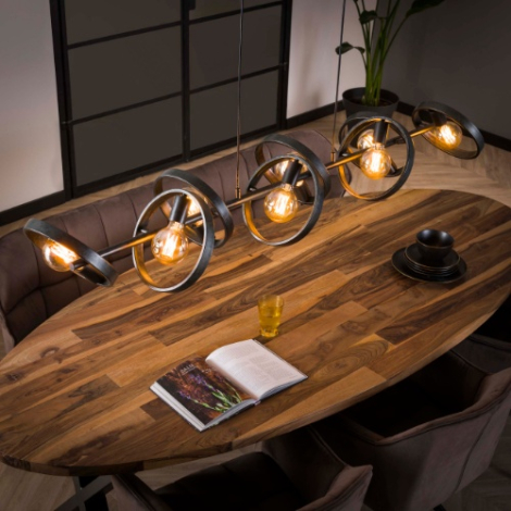 Hanglamp met ringen antraciet 8 lampen Lena - sfeerfoto