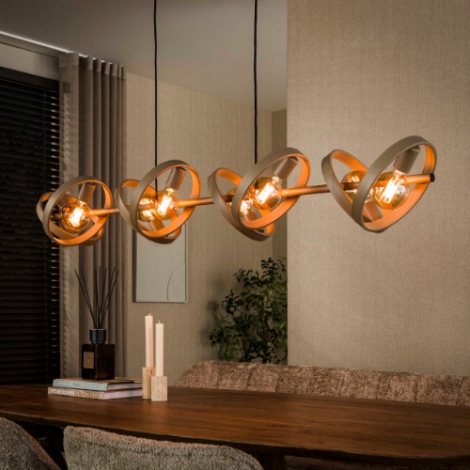Hanglamp ringen beige met 8 lampen Lena - sfeerfoto