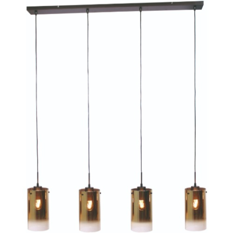hanglamp vier goudkleurige glazen bollen
